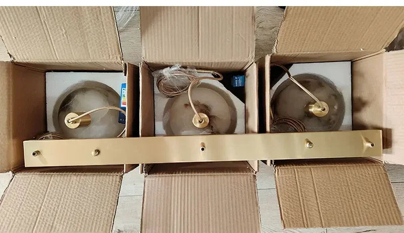 Modern Alabaster Pendant Light with Copper, Interior Lighting