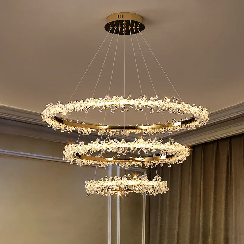 Starveil Crystal Pebbles Ring LED Chandelier