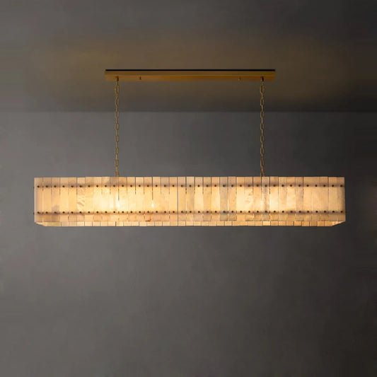 Mallory Rectangular Alabaster Chandelier, Dimmable