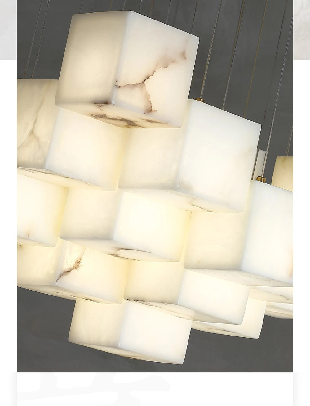Dolomite Cluster Alabaster Cube Chandelier, Modular