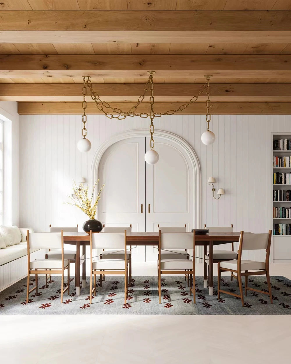 Hanging Chain Pendant Light with Globe