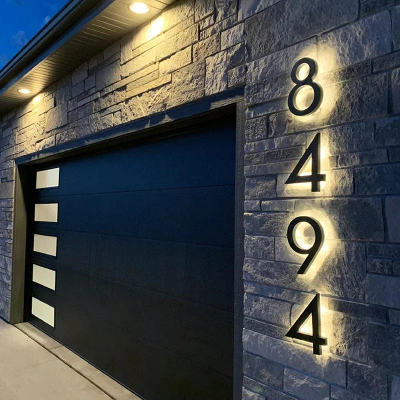 Modern Residential LED House Number Light, Outdoor & Waterproof