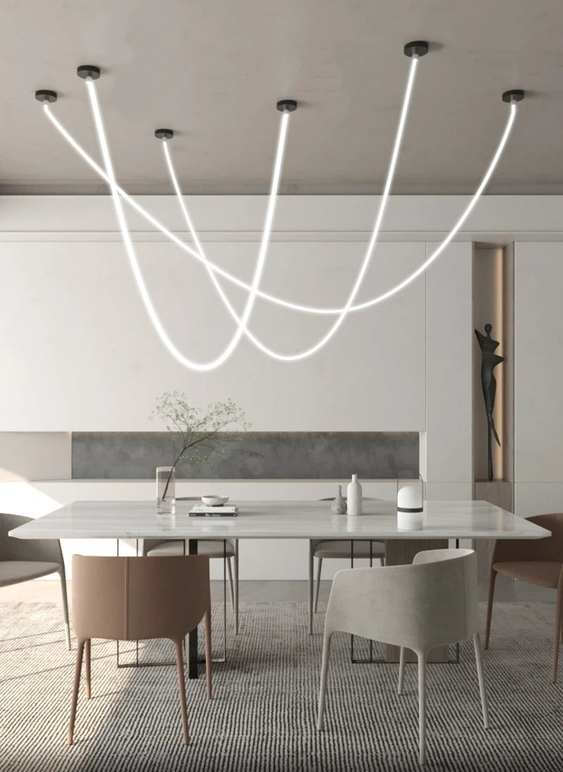 Minimalist Flexible LED Tube Chandelier