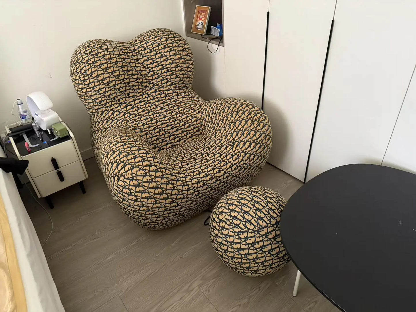 Bauhaus Striped Bean Sofa with Ottoman