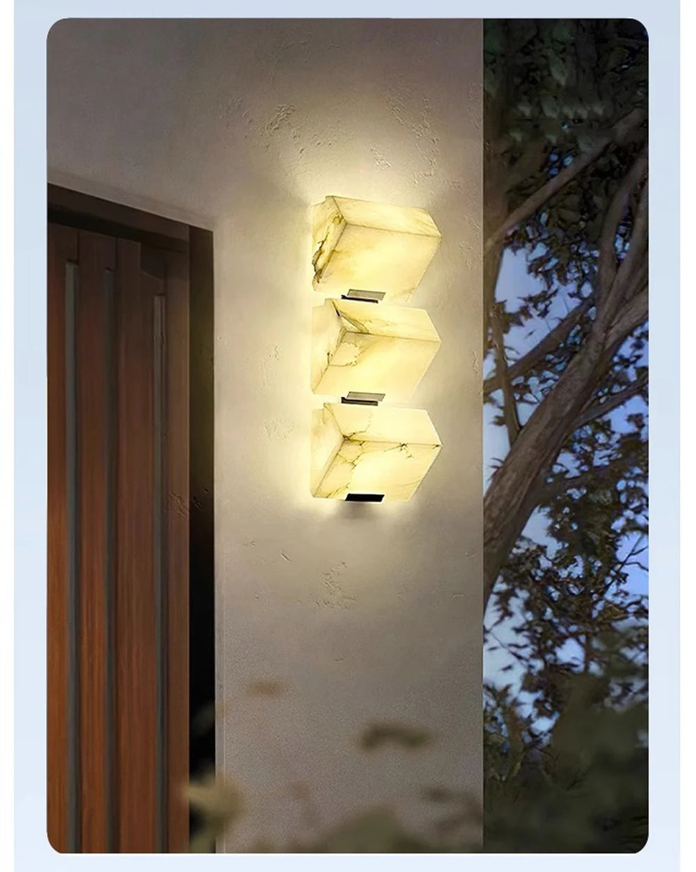 Outdoor Alabaster LED Wall Sconce, Waterproof