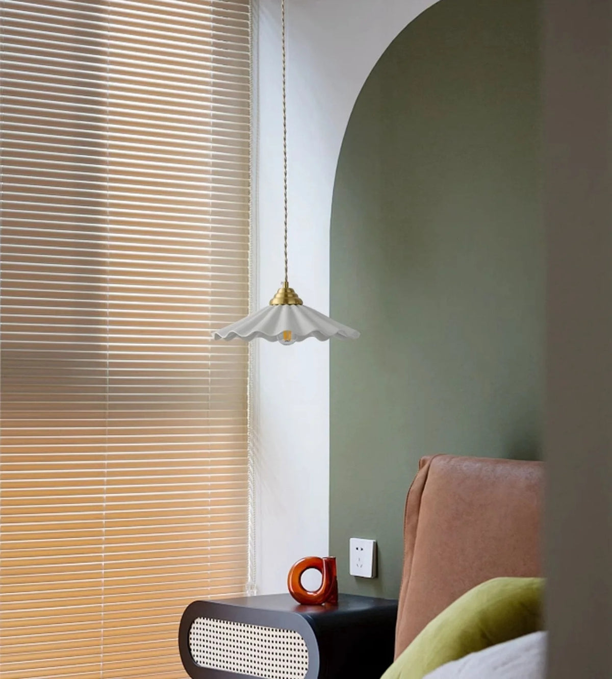 Lucie Pleated Ceramic Pendant Light