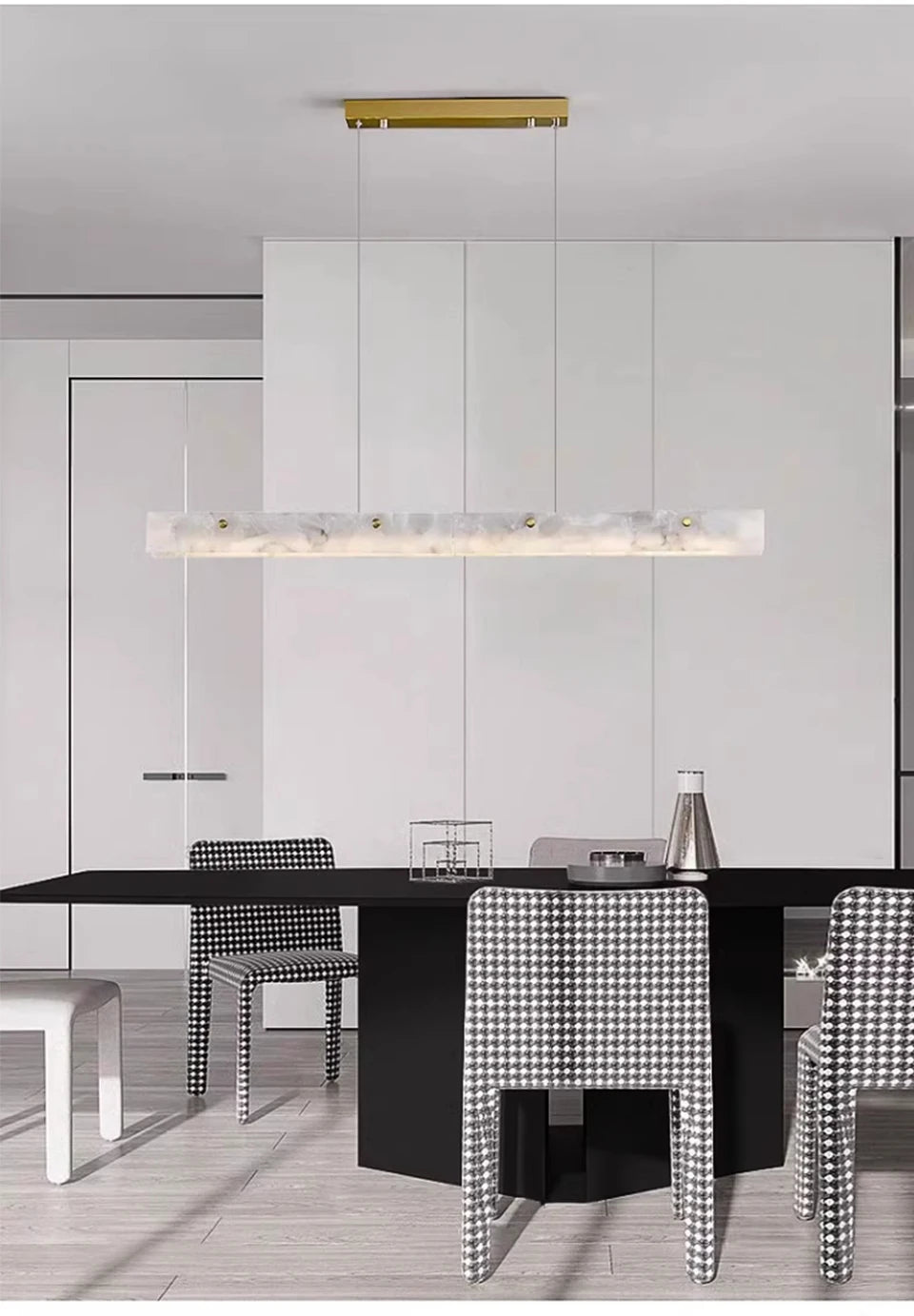 Luxury Alabaster Linear LED Pendant Light, Minimalist