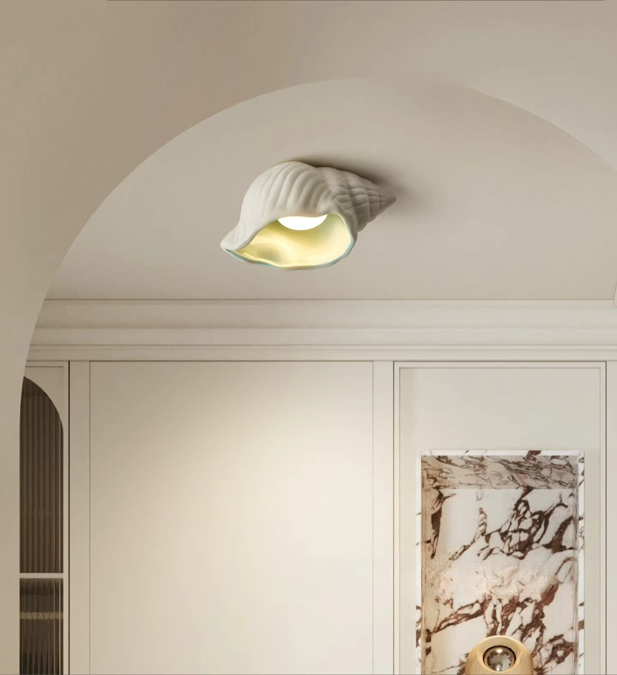Nerissa Ceramic Conch Shell Ceiling Light