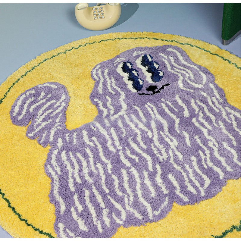 Retro Braid Dogs Ultra Soft Plush and Absorbent Tufted Circular Rugs
