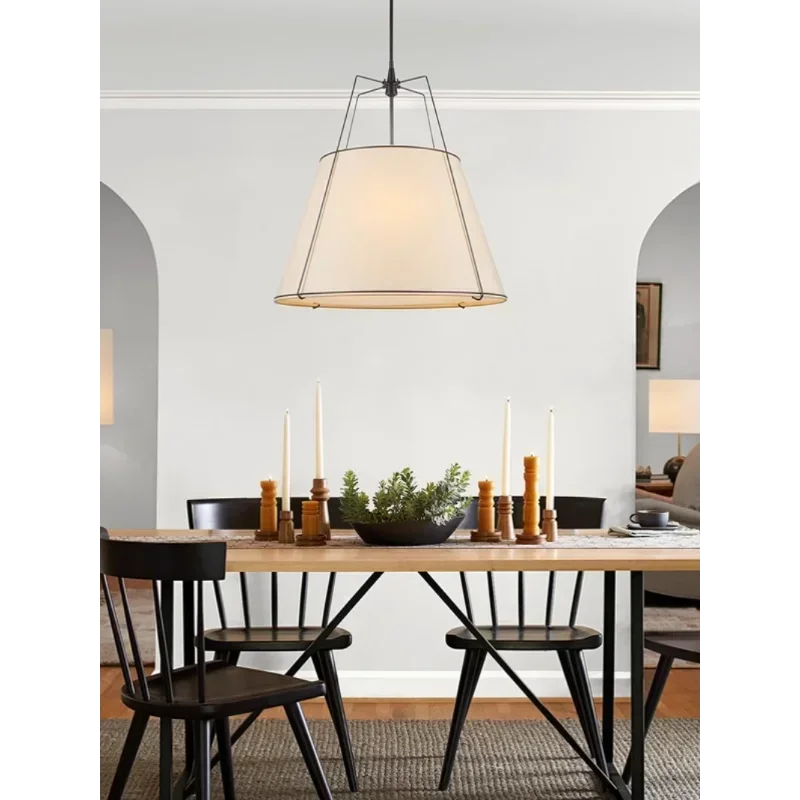 White Drum Cloth Pendant Light