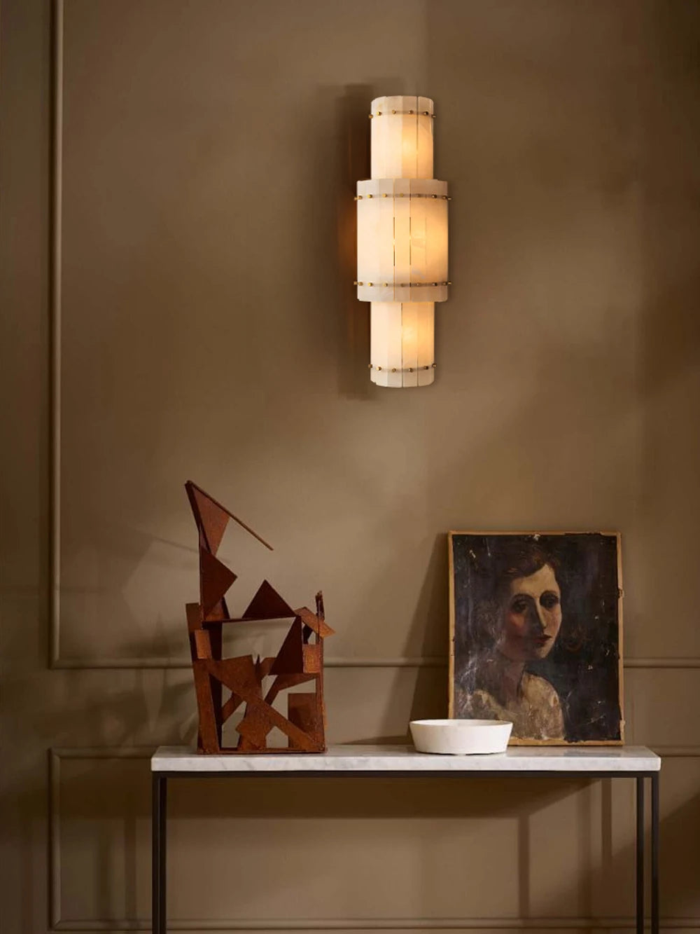 Mallory Alabaster Wall Sconce, Dimmable