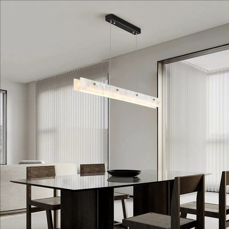 Luxury Alabaster Linear LED Pendant Light, Minimalist