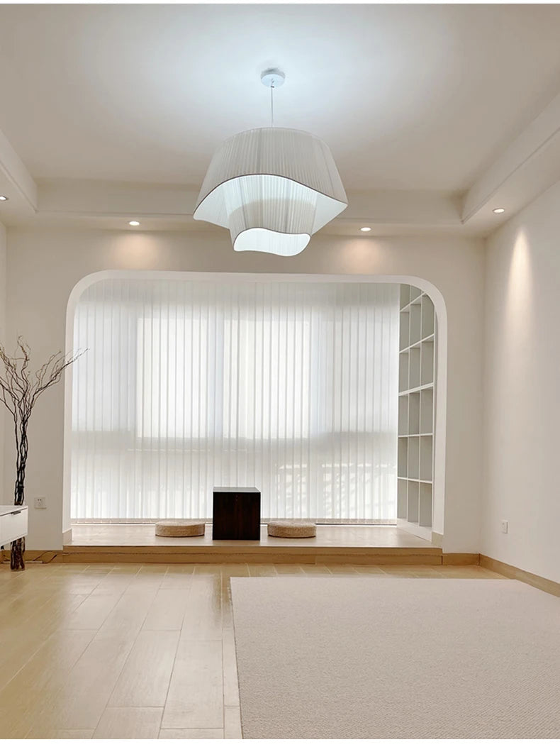 Double-Layer Pleated Fabric Pendant Light