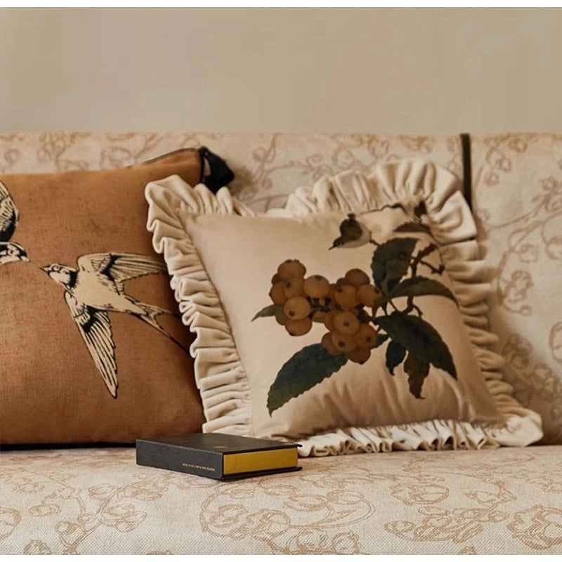 Oriental Retro Bird Cushion Cover with Tassels