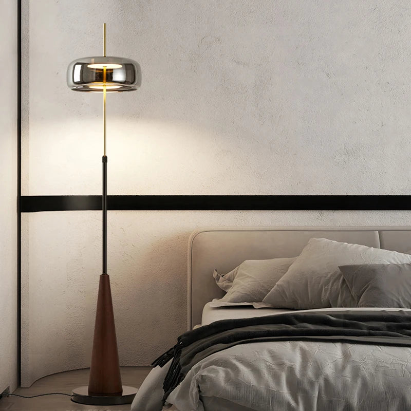 Mallory Glass Floor Lamp, Smoky Gray