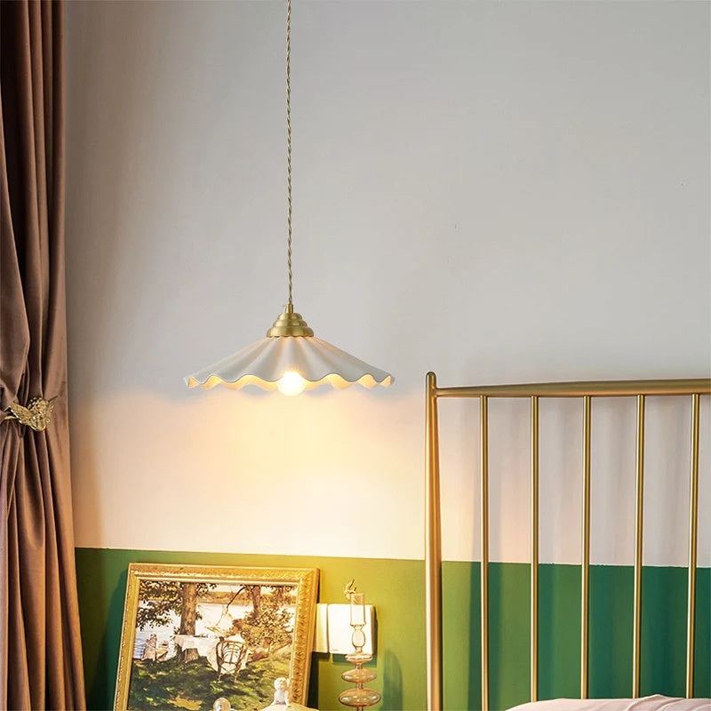 Lucie Pleated Ceramic Pendant Light