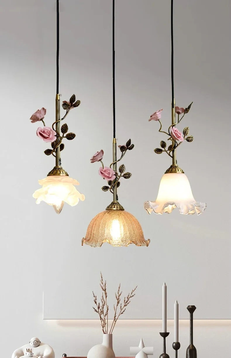 Botanical Floral Glass Pendant Light Collection