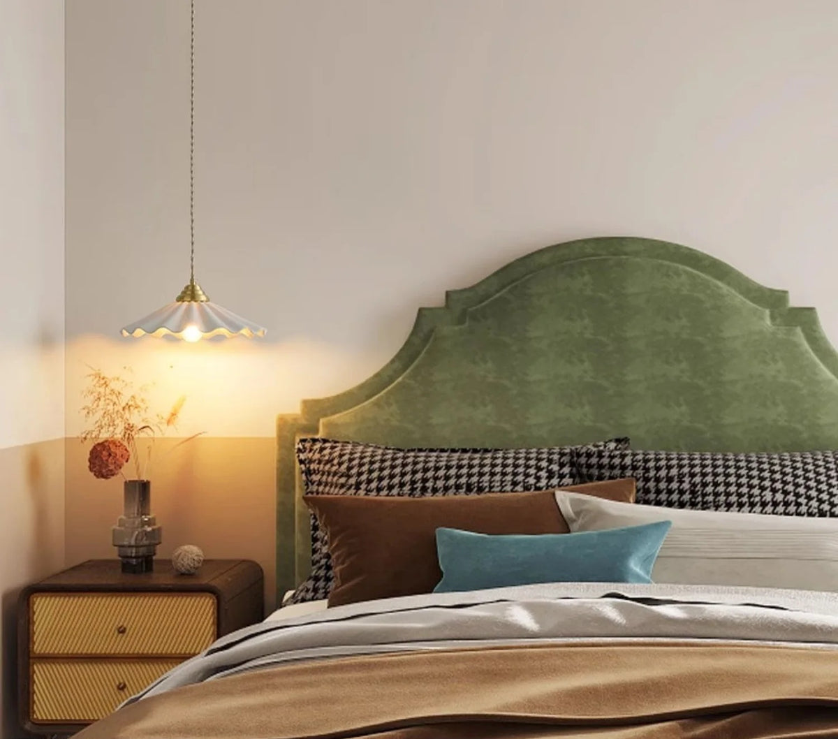 Lucie Pleated Ceramic Pendant Light