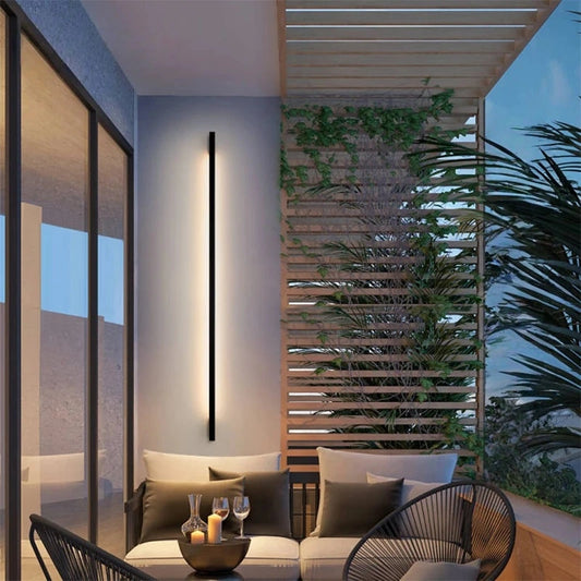 Minimalist Slim Black Waterproof LED Wall Light