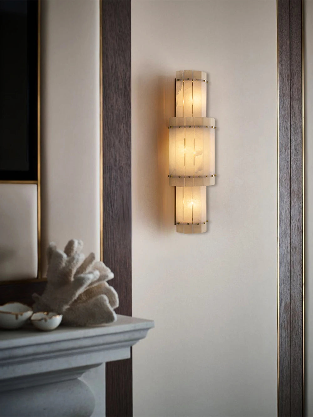 Mallory Alabaster Wall Sconce, Dimmable