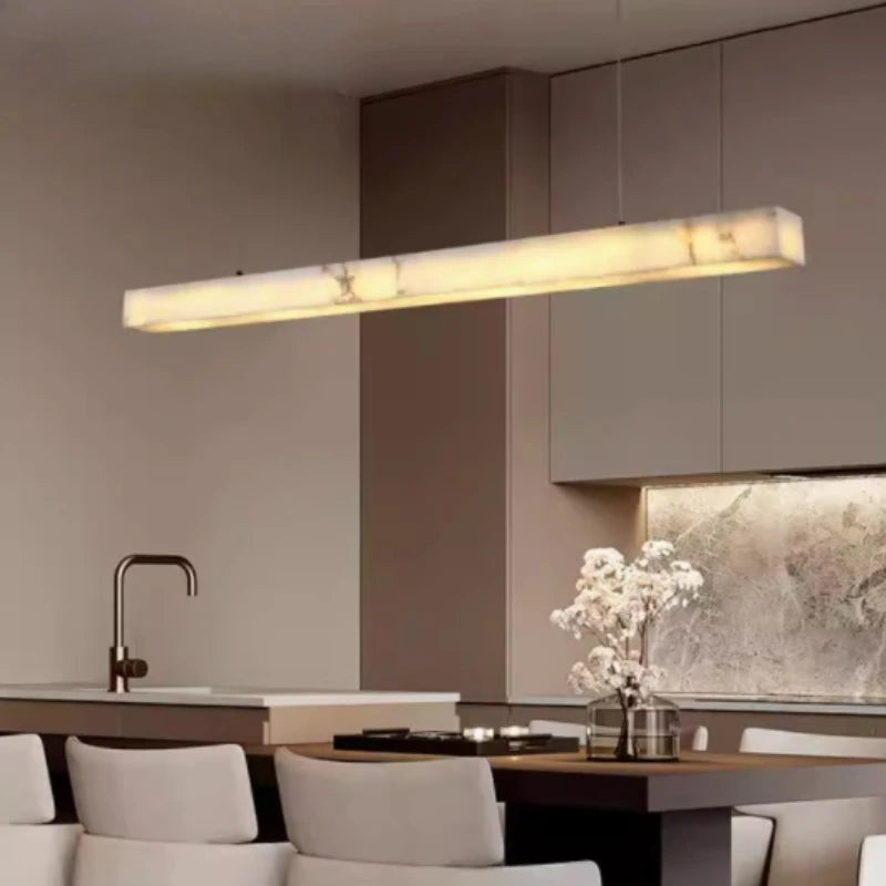 Minimalist Linear Alabaster LED Chandelier