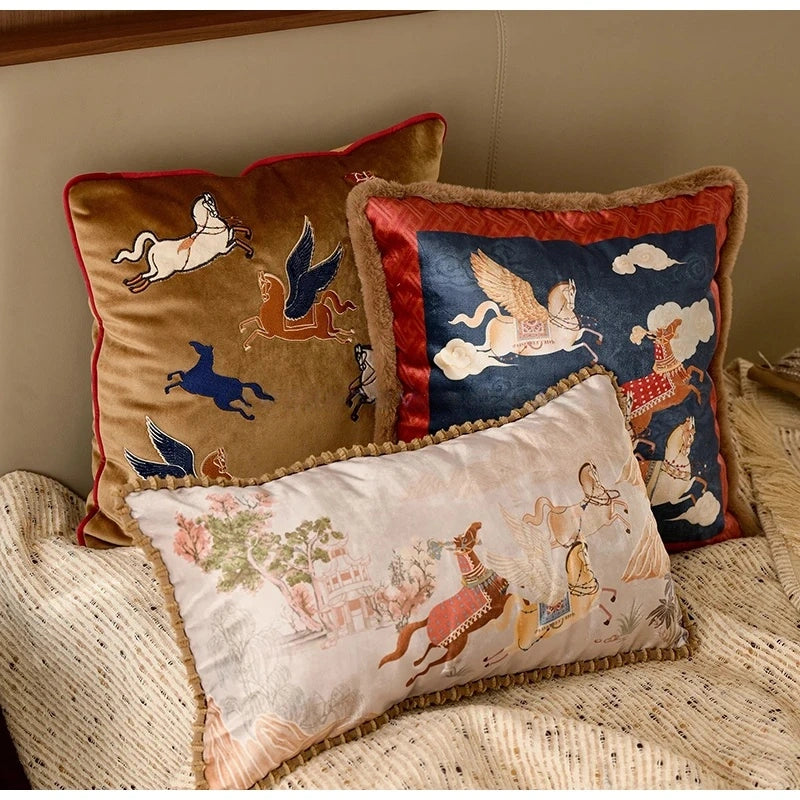 Mythical Winged Horse Decorative Cushion Cover