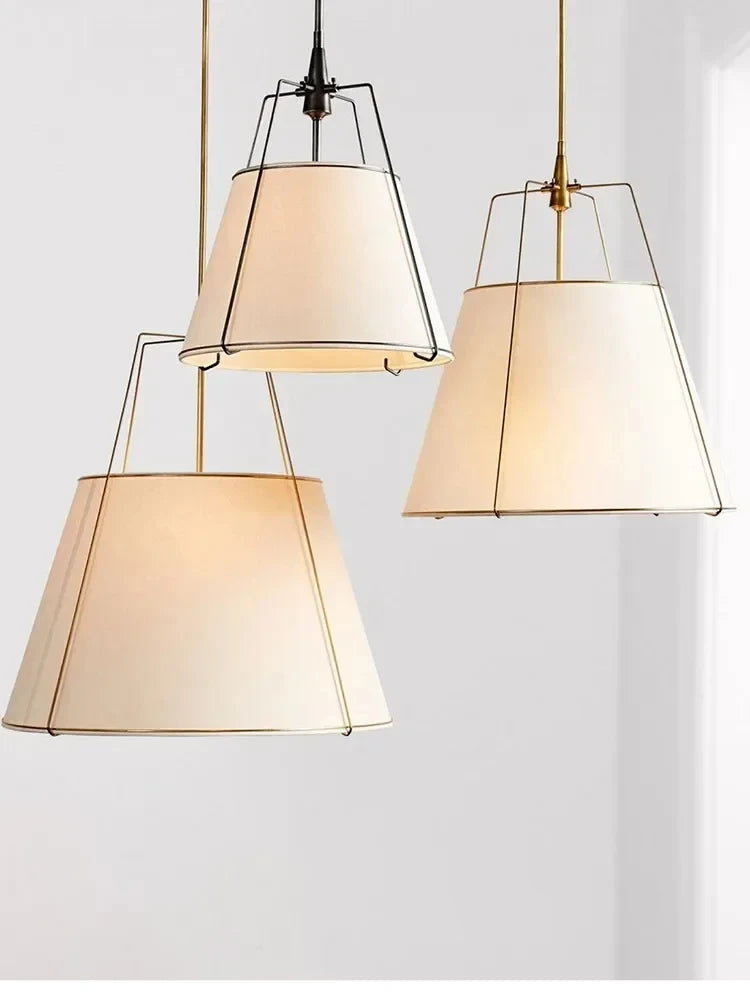 White Drum Cloth Pendant Light