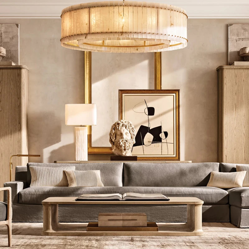 Mallory Multi-Tier Alabaster Chandelier, Dimmable