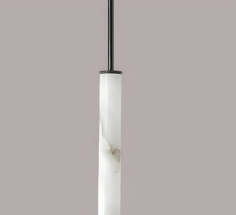 Minimalist Bedside Alabaster Tube Pendant Light, Black or Brass