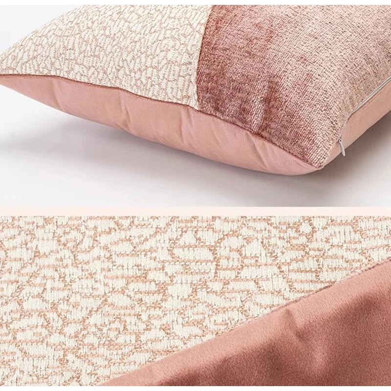 Pink Patchwork Pillow Case Modern Luxury Decorative Cushion