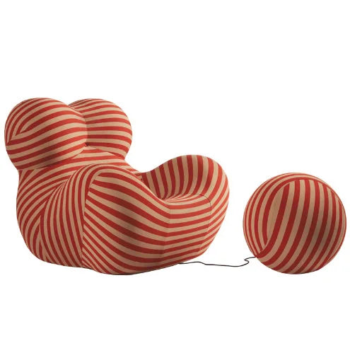 Bauhaus Striped Bean Sofa with Ottoman