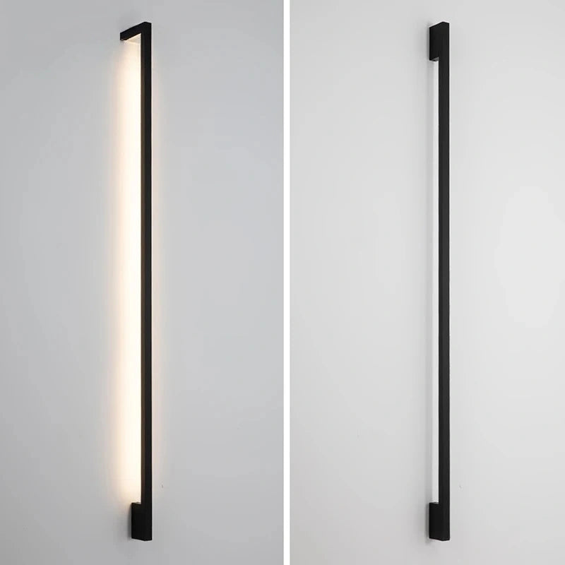 Minimalist Slim Black Waterproof LED Wall Light