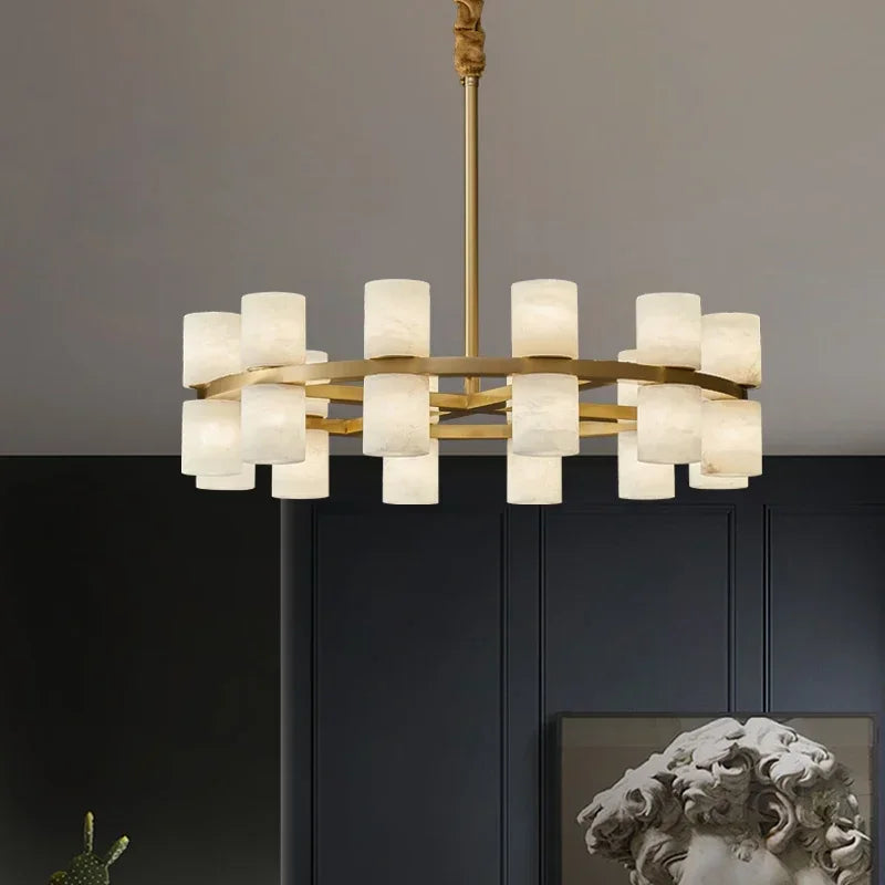 Grand Alabaster Cylinder LED Chandelier