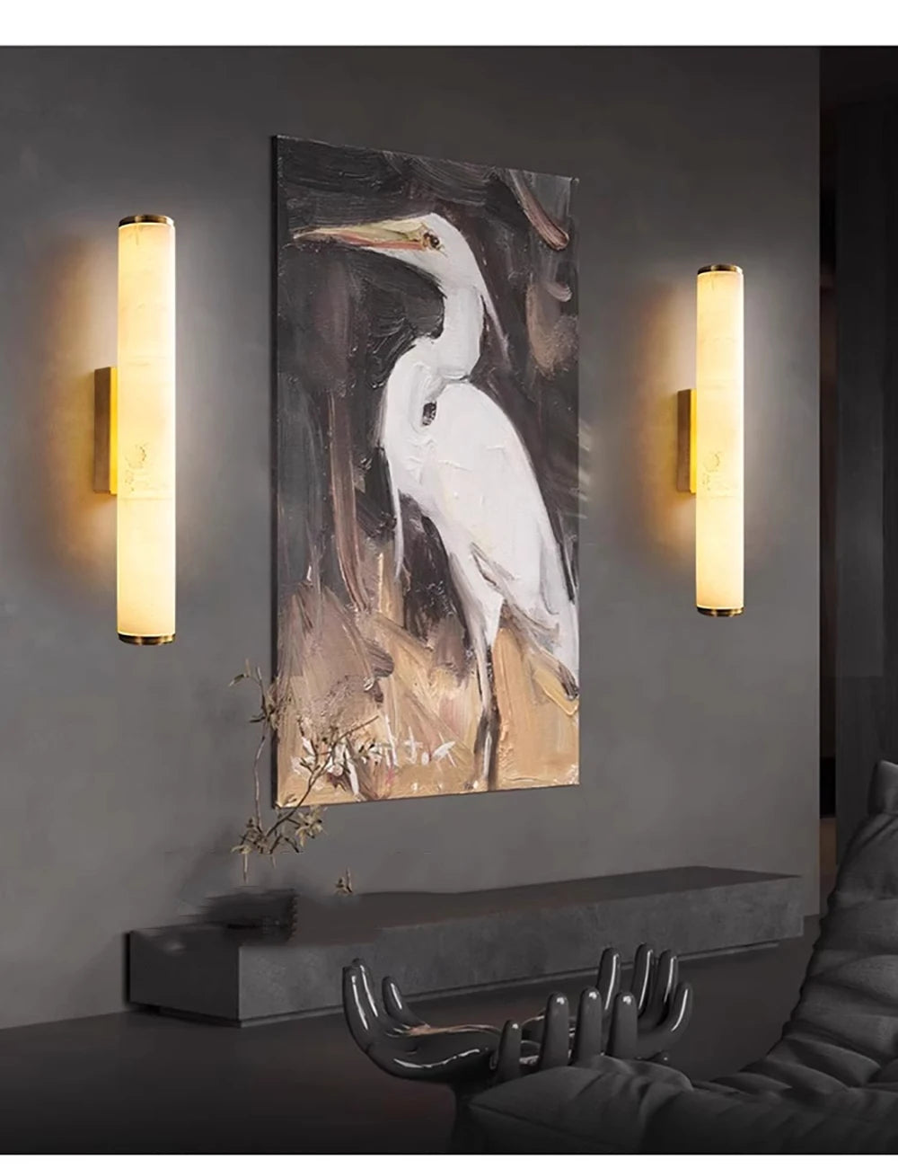 Daphne Laurel Tube Alabaster Wall Sconce