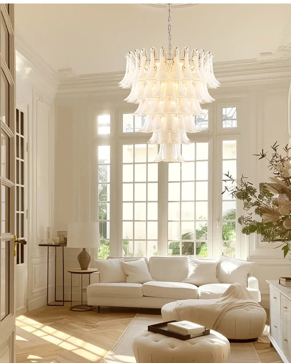 Alessia White Jade Glass Branch Chandelier