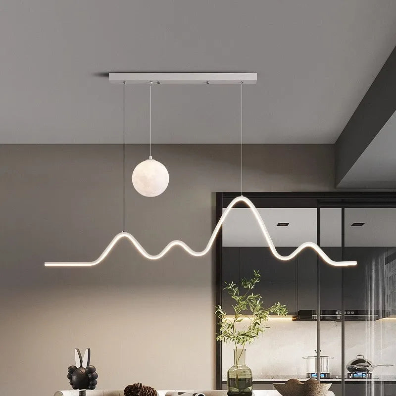 Forma Minimalist Arc LED Pendant Light with One Globe