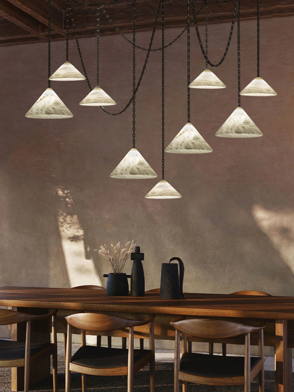 Etna Alabaster Pendant Light with Chain