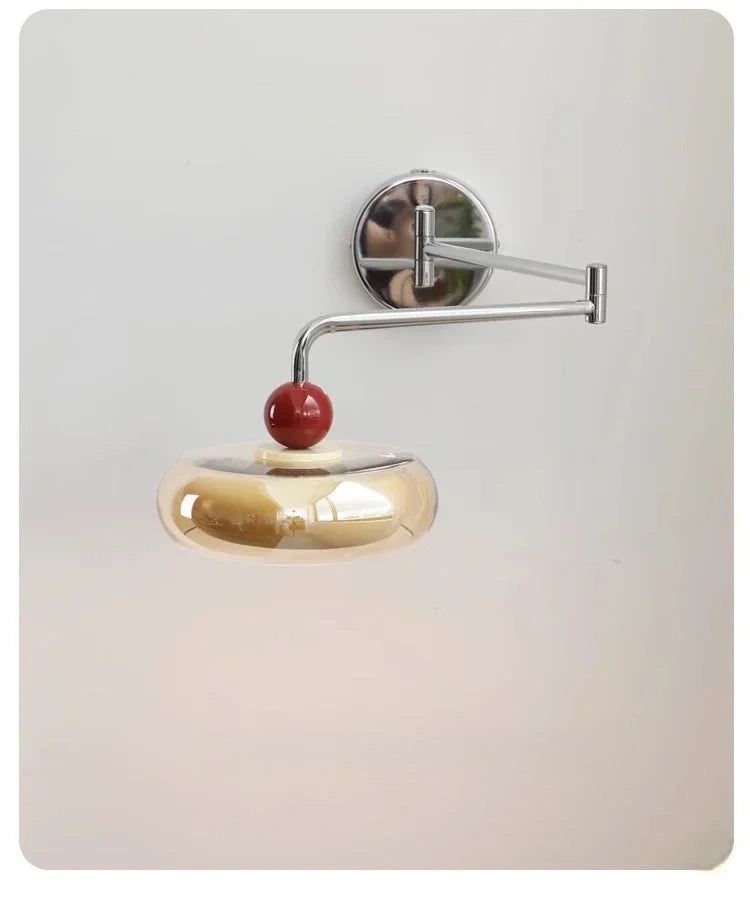 Marcella Amber Glass Adjustable Swing Arm Wall Sconce