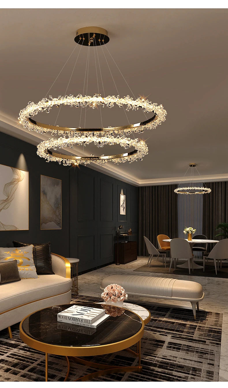 Starveil Crystal Pebbles Ring LED Chandelier