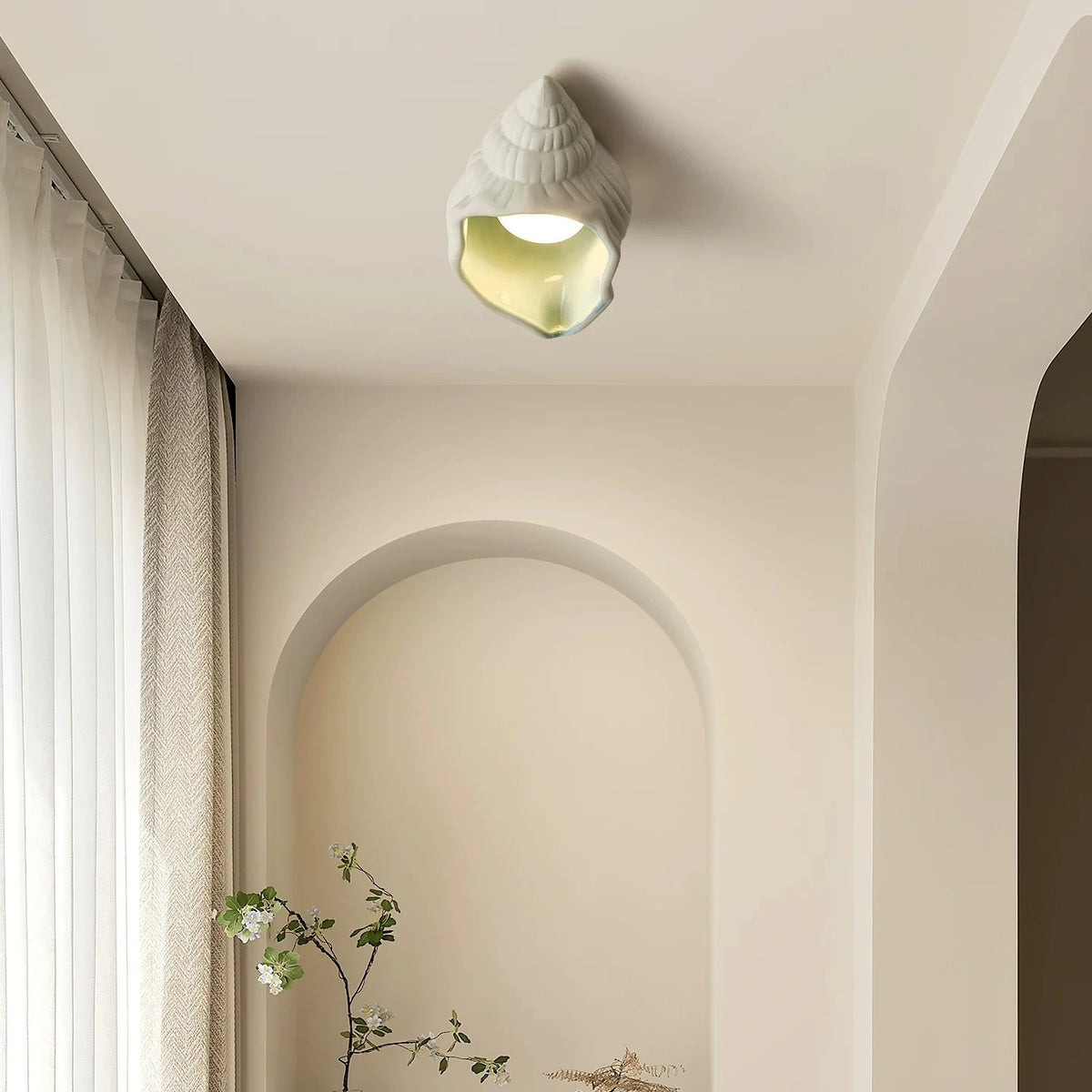 Nerissa Ceramic Conch Shell Ceiling Light