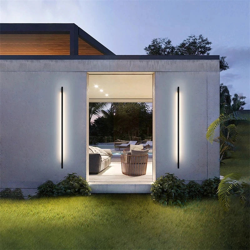 Minimalist Slim Black Waterproof LED Wall Light