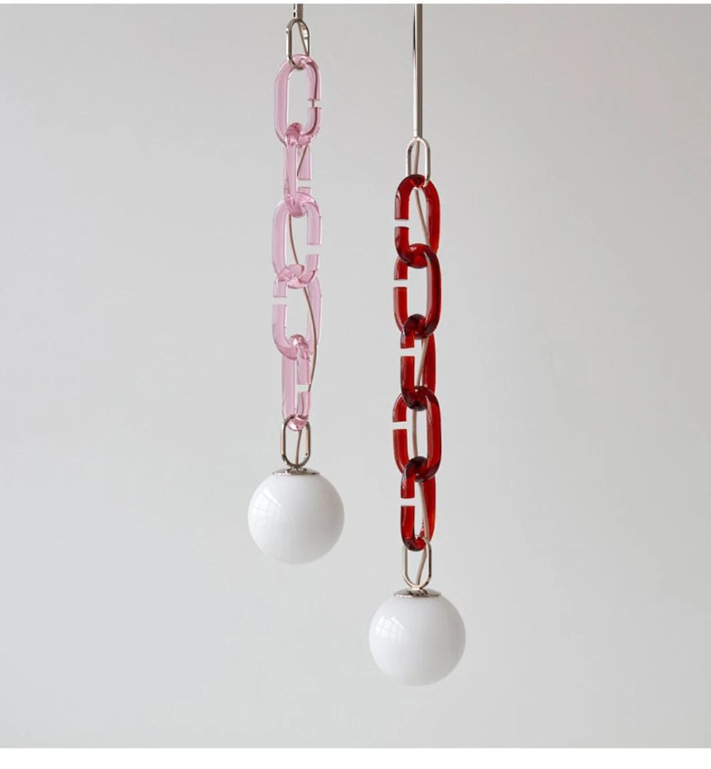 Hanging Chain Pendant Light with Globe