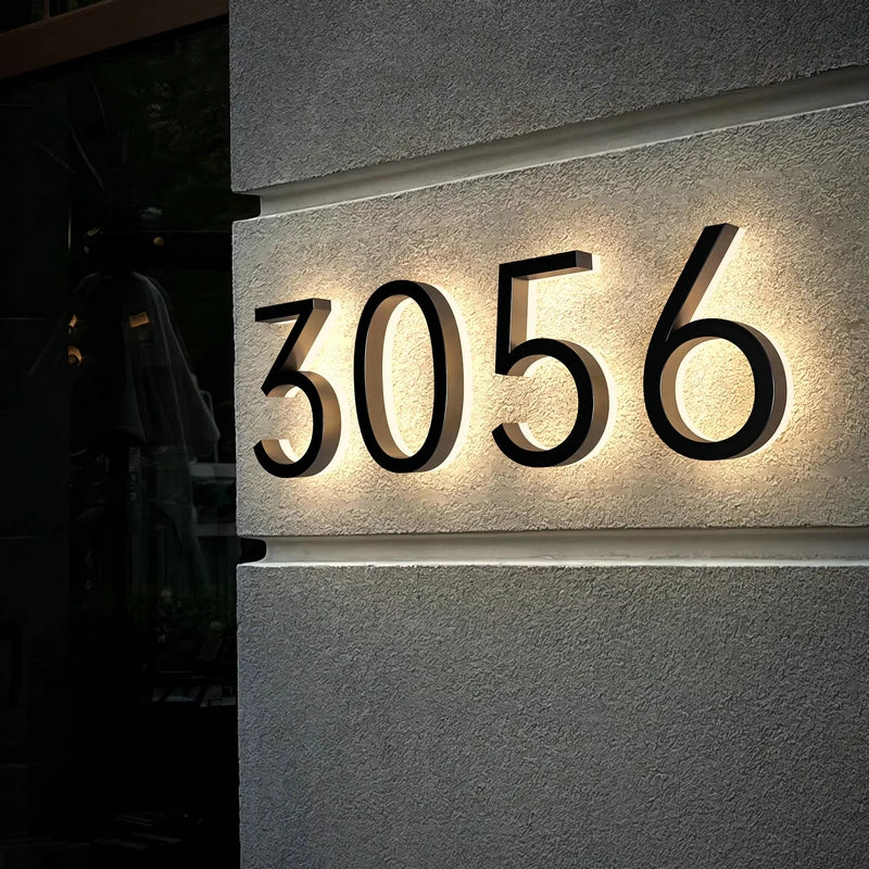 Modern Residential LED House Number Light, Outdoor & Waterproof