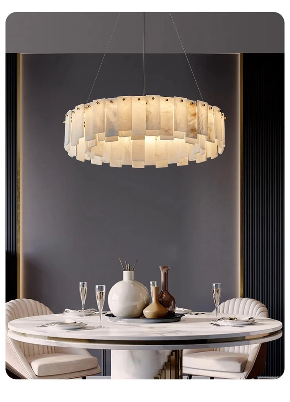 Mallory Multi-Tier Panels Alabaster Chandelier