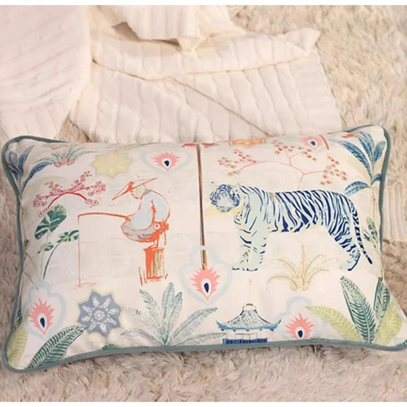Richly Ornamented Lumbar Pillow Cover