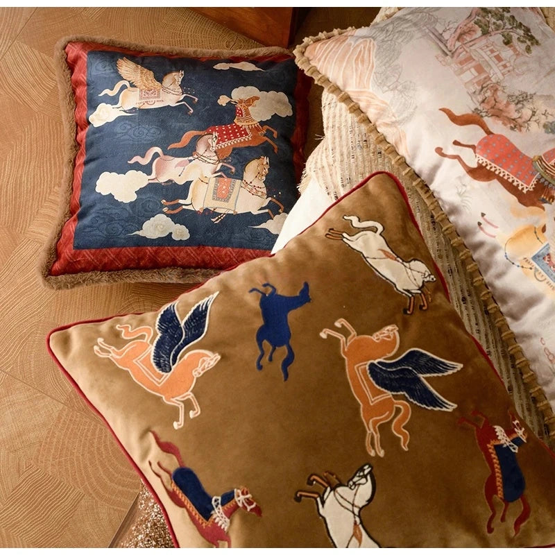 Mythical Winged Horse Decorative Cushion Cover