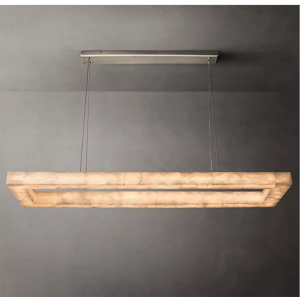 Minimalist Multi-Tier Ring Alabaster Chandelier