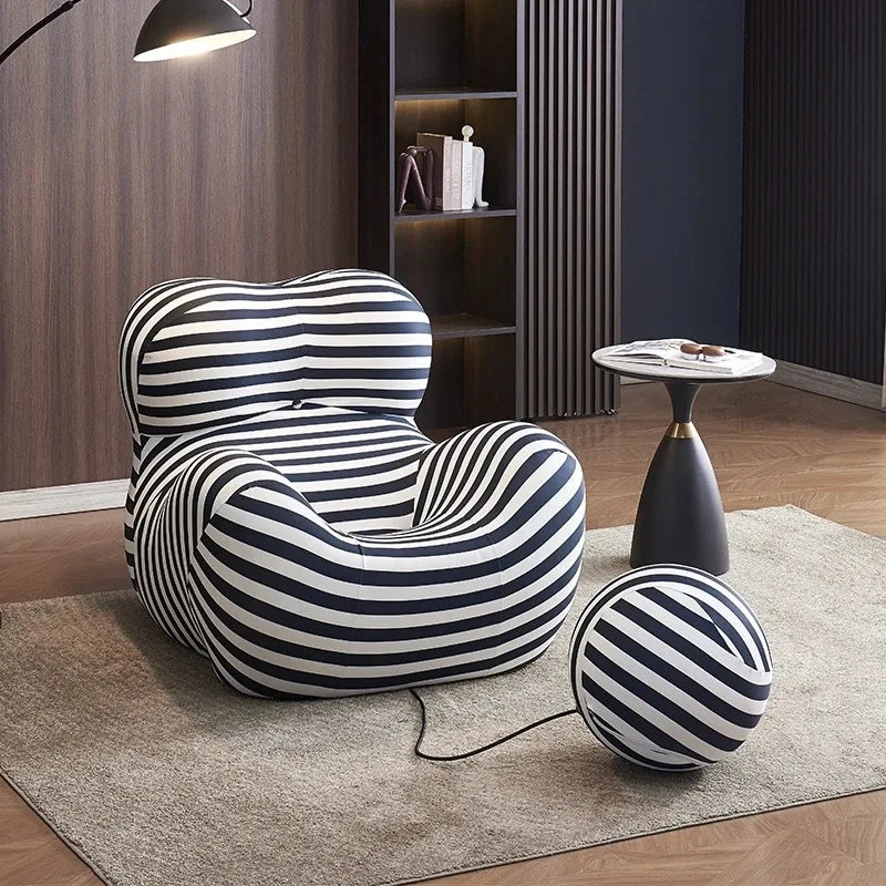 Bauhaus Striped Bean Sofa with Ottoman