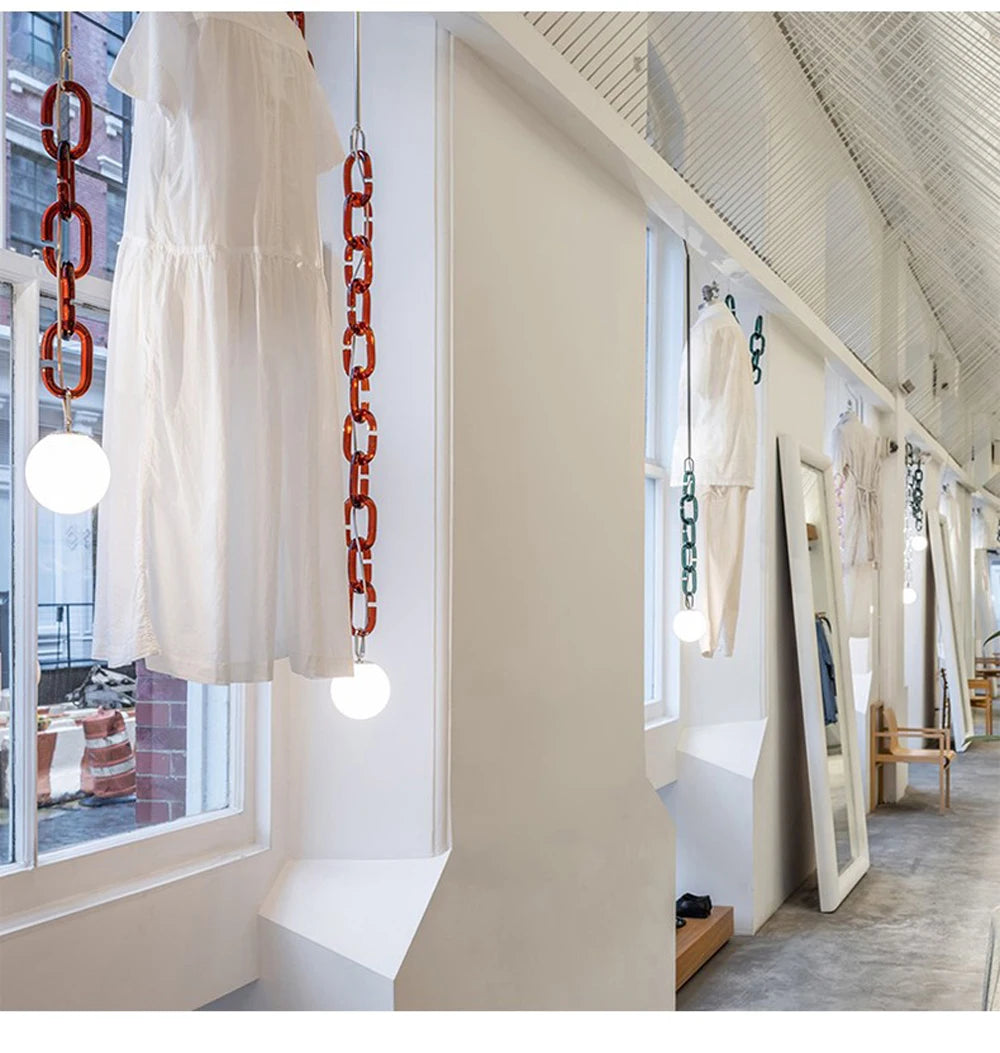 Hanging Chain Pendant Light with Globe