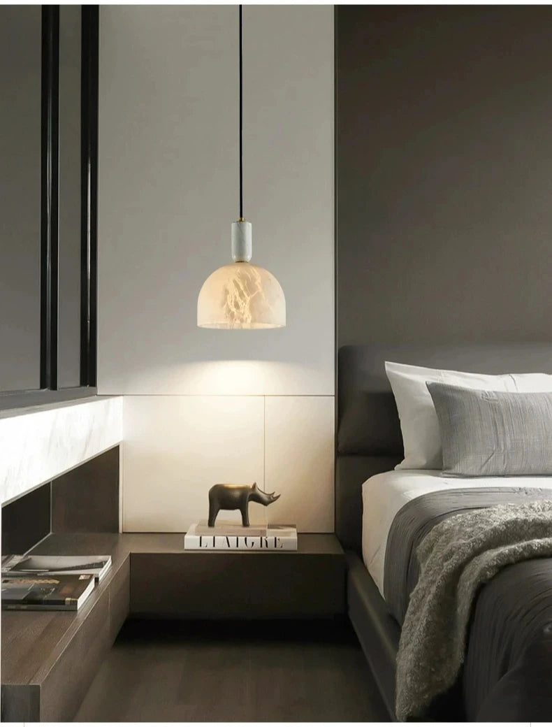 Luna Dome Alabaster Pendant Light